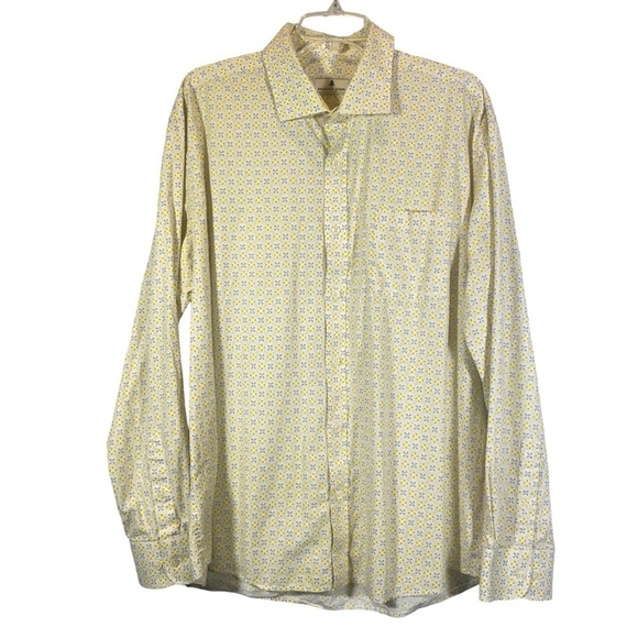 SOUTHERN PINES men size XXL long sleeve button up yellow tan floral casual shirt - Picture 2 of 7